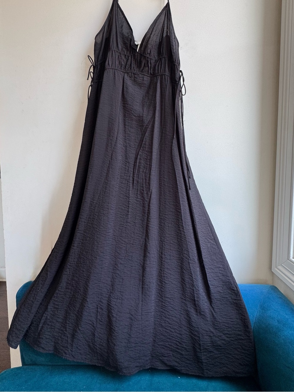 H&M viscose Black Spaghetti-Strap Maxi Dress